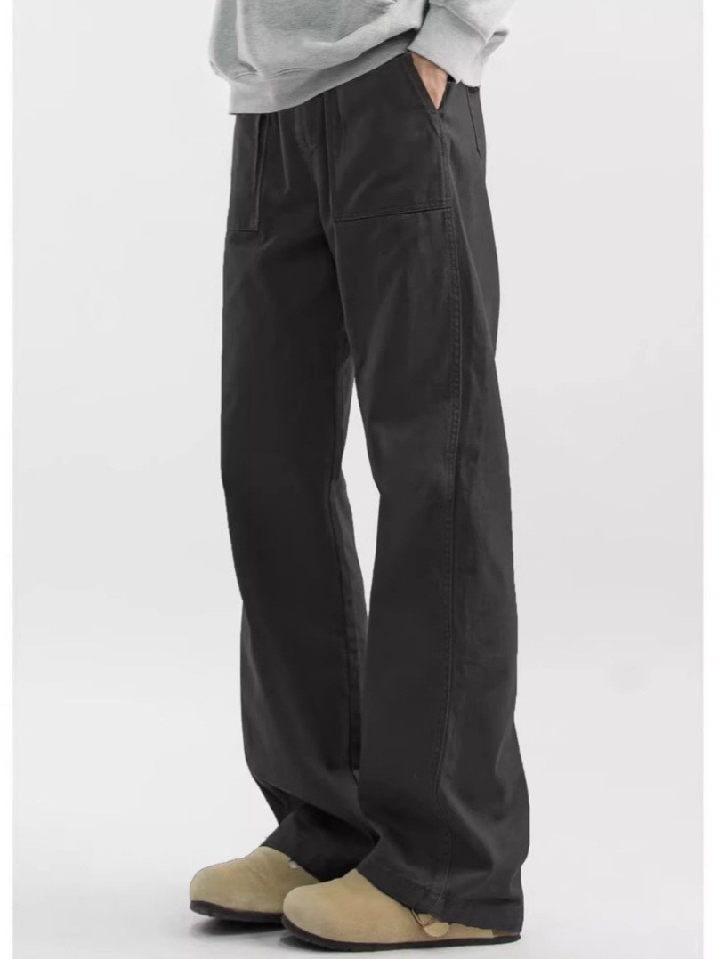 Men's Vintage Straight-Leg Casual Pants, Spring and Autumn Trendy American Lumberjack Cargo Pants, Wide-Leg Pants, Casual Fashion