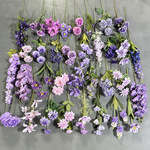 紫色系仿真花婚庆高端婚礼配色装饰假花暗黑紫色氛围感地排花批发