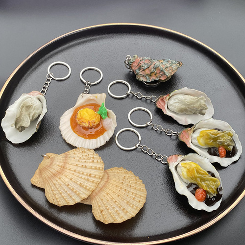 PVC Simulated Oyster Cross-border Keychain Bag Charm Decorative Children's Toy Simulated Scallops Seafood Model