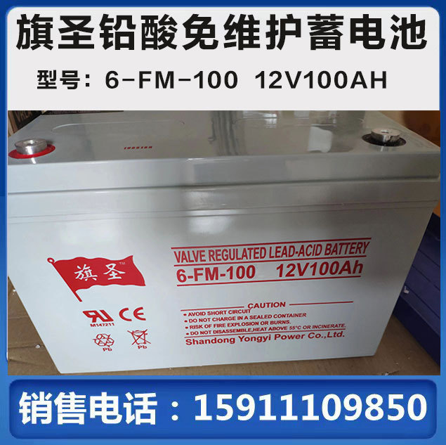 旗圣6-GFM-100 12V100AH免维护胶体蓄电池UPS机房/太阳能光伏储能