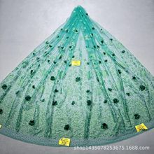新品不掉粉 LC3472金光青洒金花型款+烫钻+立体花 婚纱礼服面料网