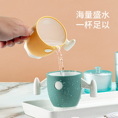 Creative Dual-Color Dynamic Rocket Children's Fun Toothbrush Cup Cartoon Cute Water Cup Thick and Durable Food Contact Use