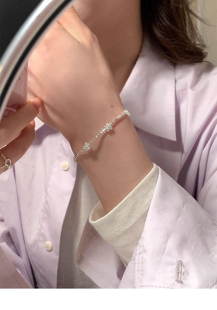 7g Weight Bracelets Classification 925 sterling silver Chain Material 1 Piece Quantity Daily Occasion 925 Sterling Silver Material Butterfly Pattern Women's Gender Beaded, Polishing Design Sweet, IG Style Style 925 Sterling Silver Bracelets Sweet IG Style 9