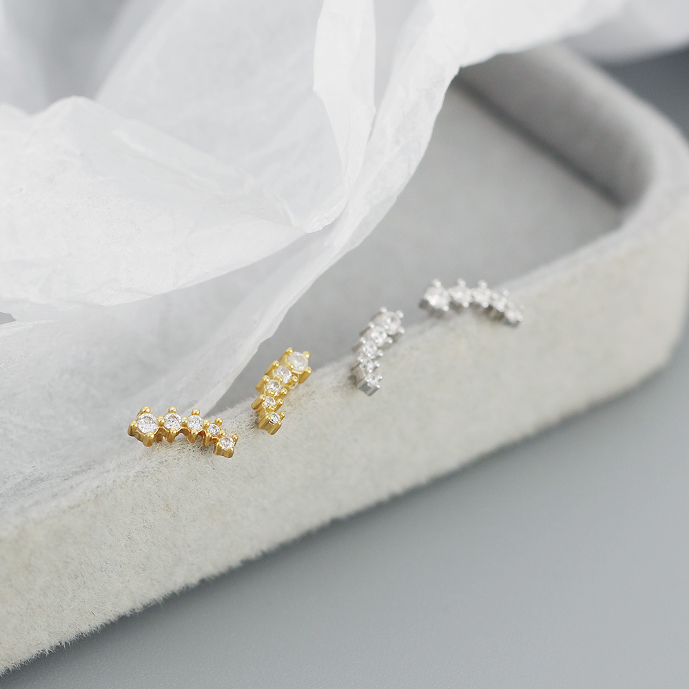 Rhinestones Inlay Material Ear Studs Classification 1 Pair Quantity 1 Pair 925 Sterling Silver Rhinestones Irregular Ear Studs