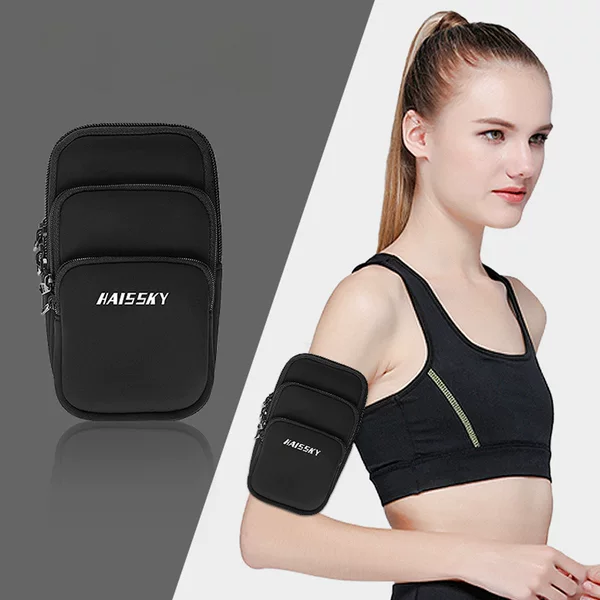 Running Arm Bag Men's and Women's Outdoor Sports Fitness Arm Cover Three Pockets Large Capacity Universal Mobile Phone Arm Bag Wristband