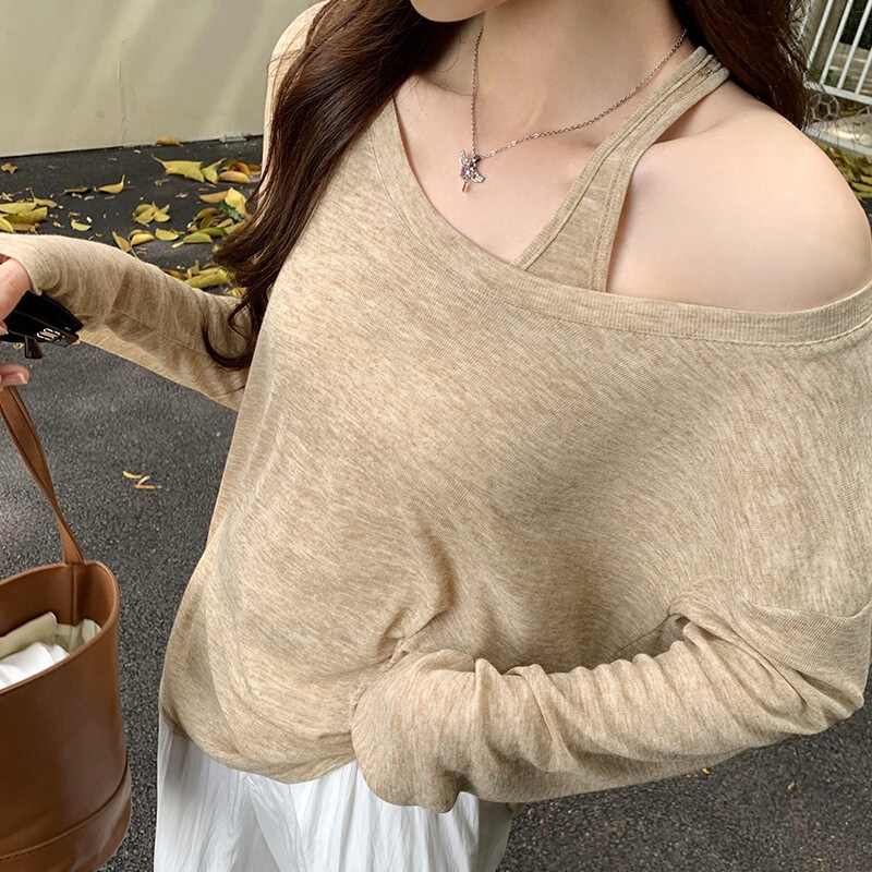 Round Neck Two-Piece Sun Protection Cover-Up for Women 2024 Summer New Casual Slimming Versatile Loose Lazy Thin Top