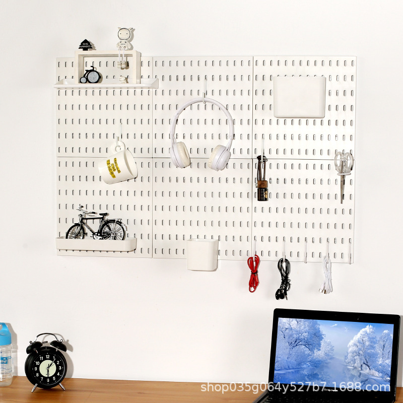 Suitable for Ikea Pegboard Accessories Storage Rack, Wall-Mounted No-Drill Organizer Rack, Square Box Hook Storage Box