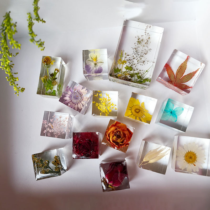 滴胶植物标本 真花水晶滴胶立方体创意摆件饰品挂件礼物成品现货-阿里巴巴
