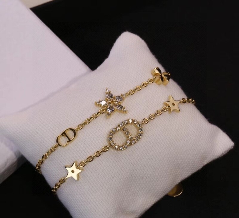 Dijia/D Home New CD Letter Stars Full Diamond Two-piece Bracelet Female Internet Celebrant Explosions Niche Design Hand Jewelry