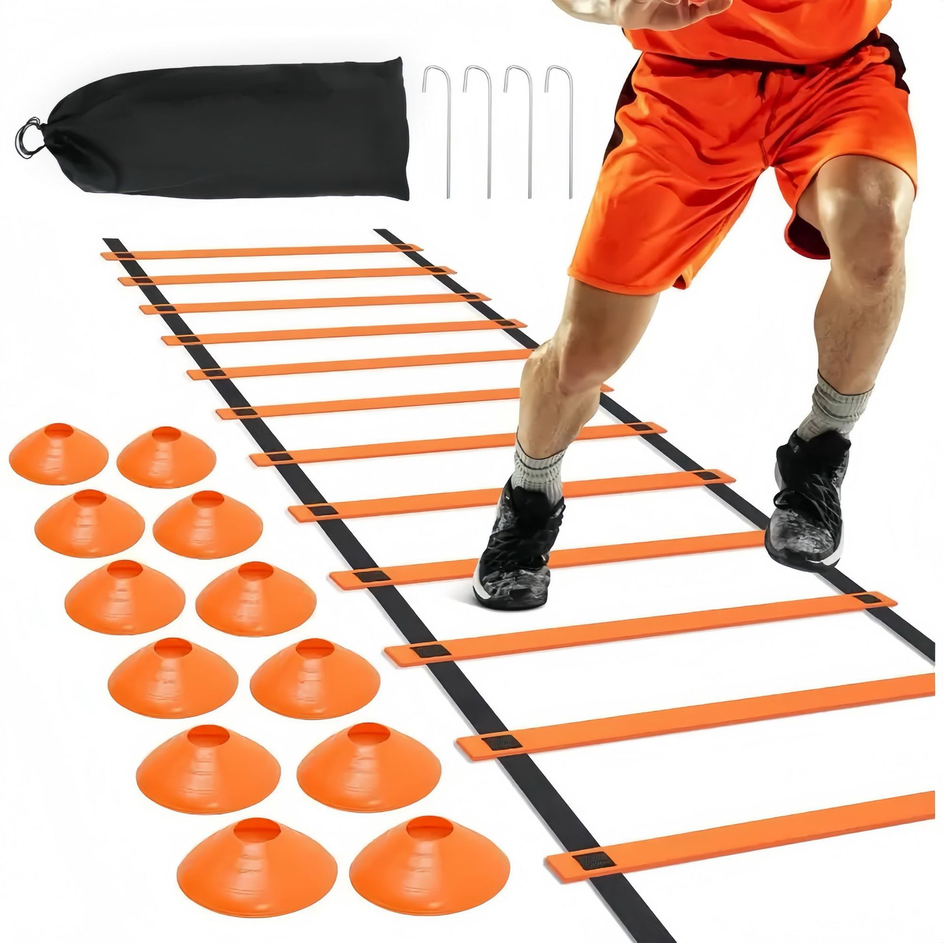 42cm Black Rope Orange Agility Ladder Speed Ladder Training Ladder Suitable for Football Training Pace Training