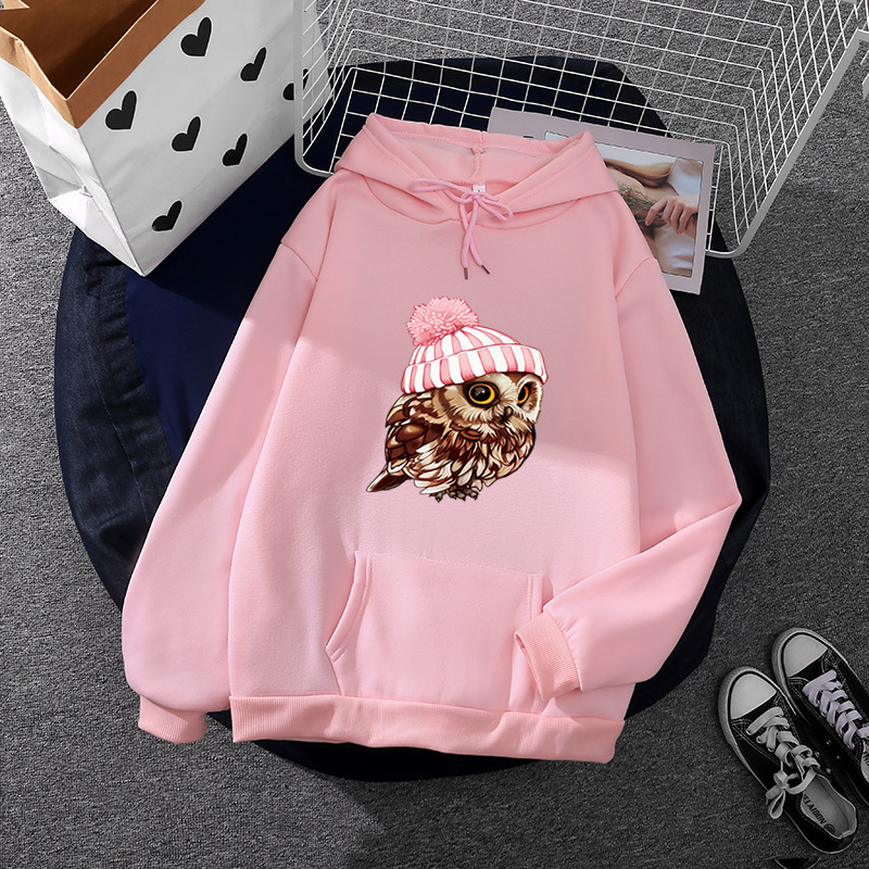 2021 autumn and winter loose owl letters hooded fleece-lined david clothes for men and women a generation of hair