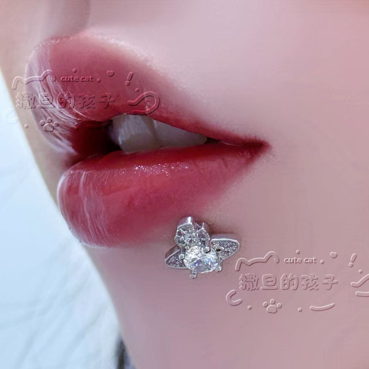 Satan's Child Fragrant Lady Lip Ring 316L Surgical Steel Internally Threaded Blue Lip Piercing Jewelry detail image 11