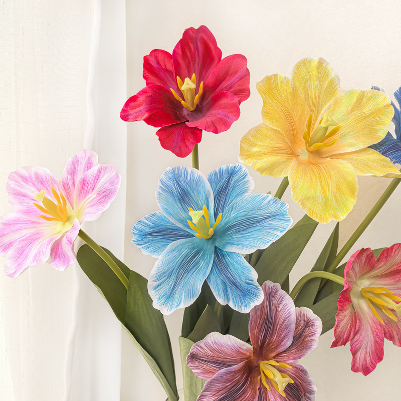 Simulación de flores de alta calidad absorción de colores tulipanes flores de seda florista flores biónicas decoración para el hogar flores