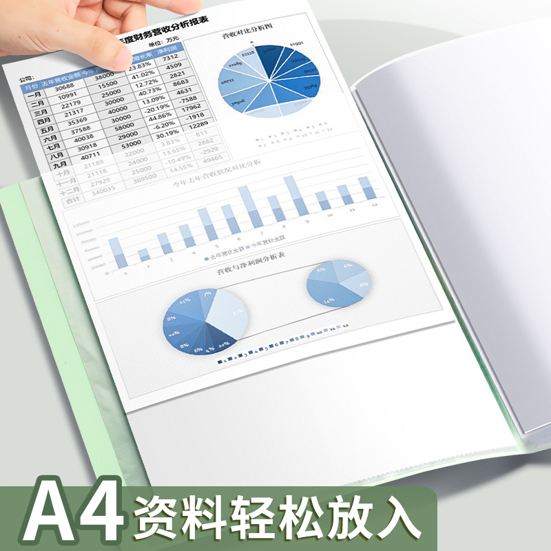 Molandi A4 carpeta transparente hoja de inserción libro de información papel de prueba bolsa de partituras de música carpeta de libros de información