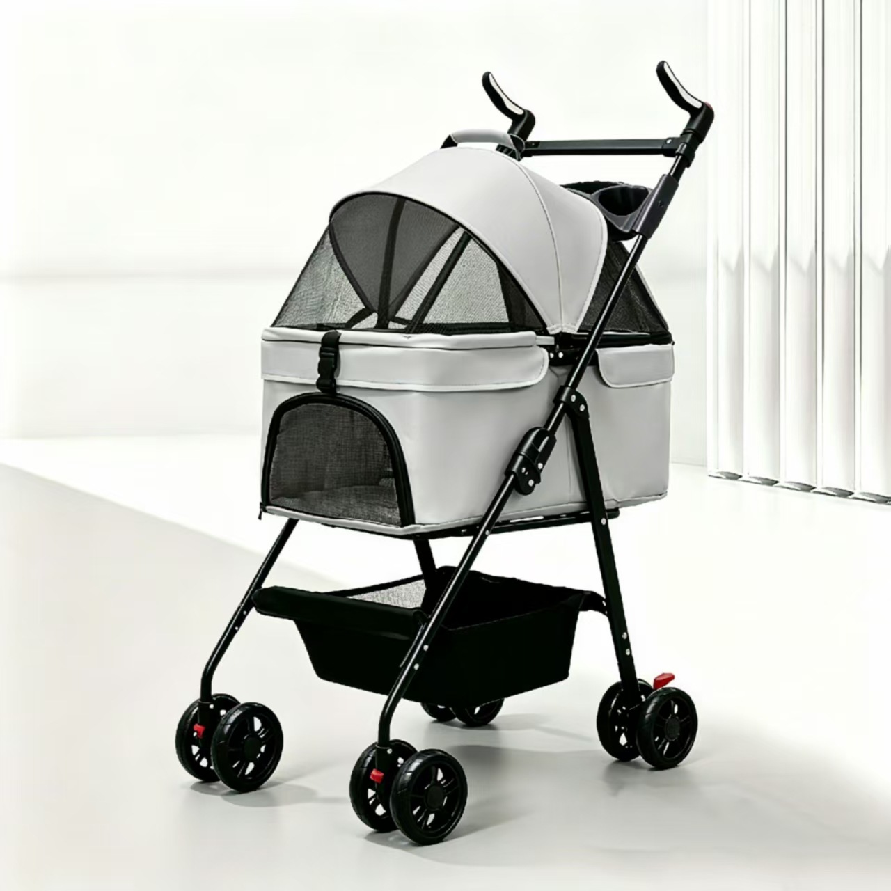 Cochecito Plegable para Mascotas de Metal, Plegable, para Exteriores