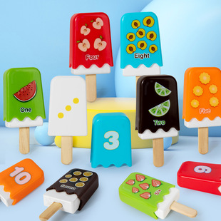 Cross-Border Wholesale Enlightenment Early Education Learning Creative Digital Ice Cream Stick Mathematics Teaching Aids Kindergarten Educational Wooden Toys