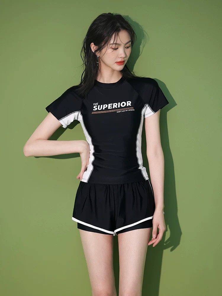 trajes de baño de mujer divididos 2024 nuevo estilo de verano piscina especial adelgazamiento cubrir el abdomen conservador deportes trajes de baño de ángulo plano mujeres