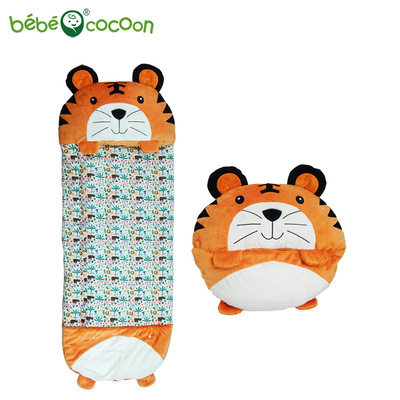 春秋工厂跨境亚马逊外贸防踢被毛绒卡通抱枕夹棉儿童公仔睡袋|ru