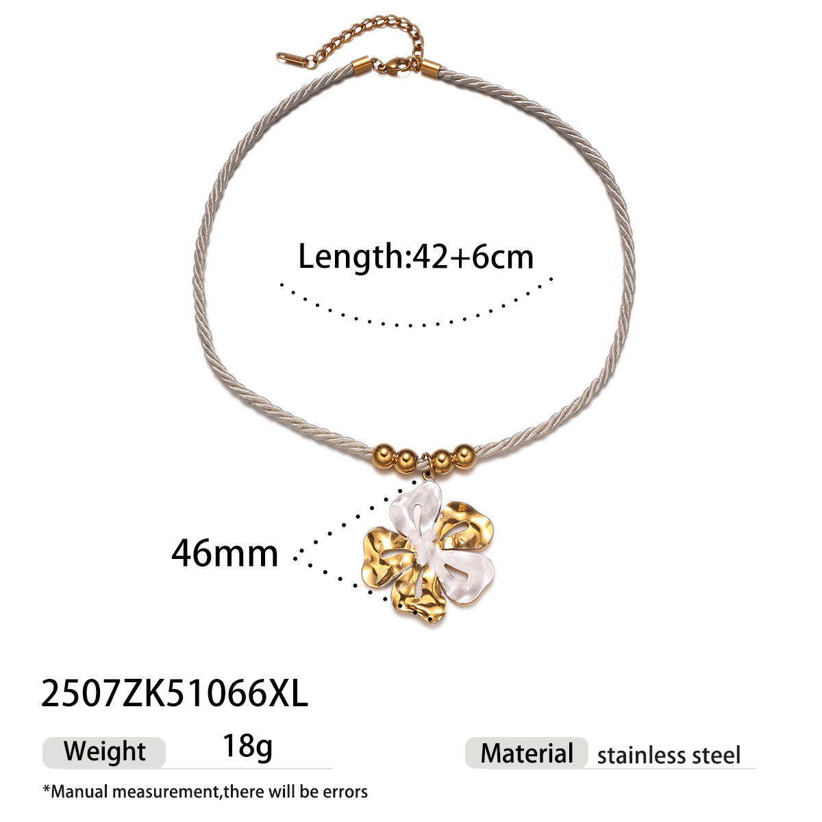Tena collar de acero inoxidable europeo y americano de lujo ligero nicho blanco tejido de cuerda gruesa flor sol collar de concha joyería mujer image 9