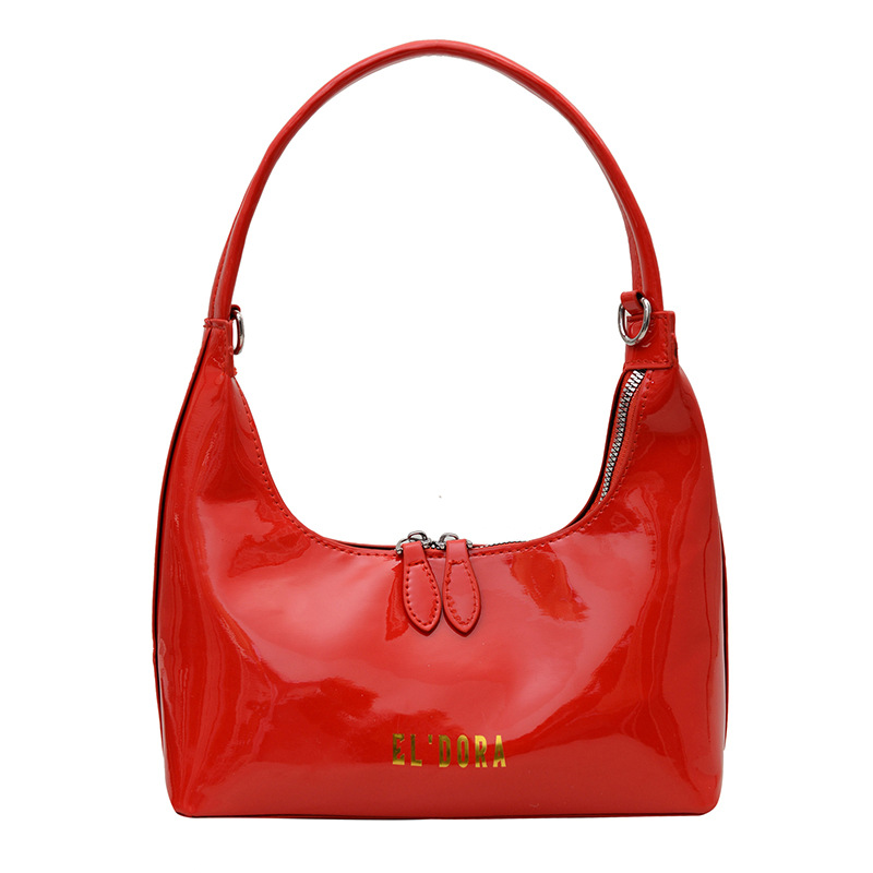 Bolsa de pan lacada brillante para mujeres 2025 nuevo diseño de letras bolso de moda de viaje bolso de mano bolso de hombro brazo