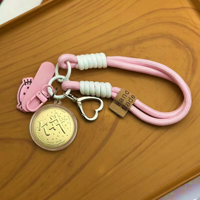 プリンセス、金持ちになってください 純金999キーホルダー かわいいミルクティーバーガーペンダント 平和と喜び 520バッグペンダント|undefined