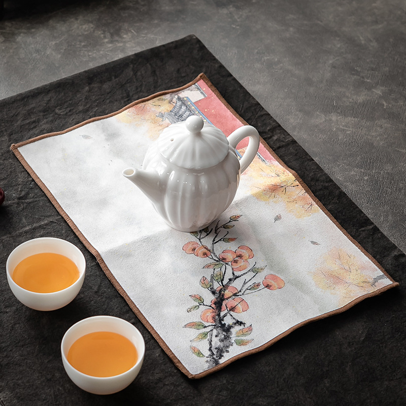 Transfronterizo de algodón y lino de estilo japonés toalla de té absorbente accesorios de la ceremonia del té mantel gris trapo estilo simple estera de té ceremonia del té Accesorios