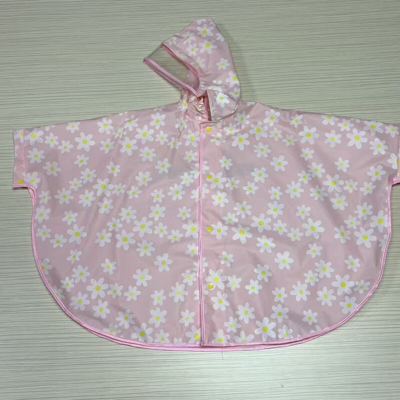 Children's Outdoor Raincoat with Cute Little White Flower Pattern, Waterproof and Windproof, Girls' Poncho, Kindergarten Raincoat Children's Outdoor Raincoat with Cute Little White Flower Pattern, Waterproof and Windproof, Girls' Poncho, Kindergarten Raincoat