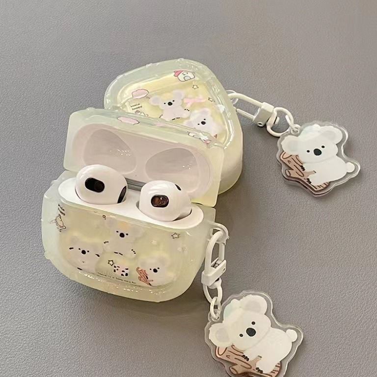 Estrellas de dibujos animados pequeño oso koala para Apple Bluetooth auriculares Airpods 4 cubierta pro3 auriculares