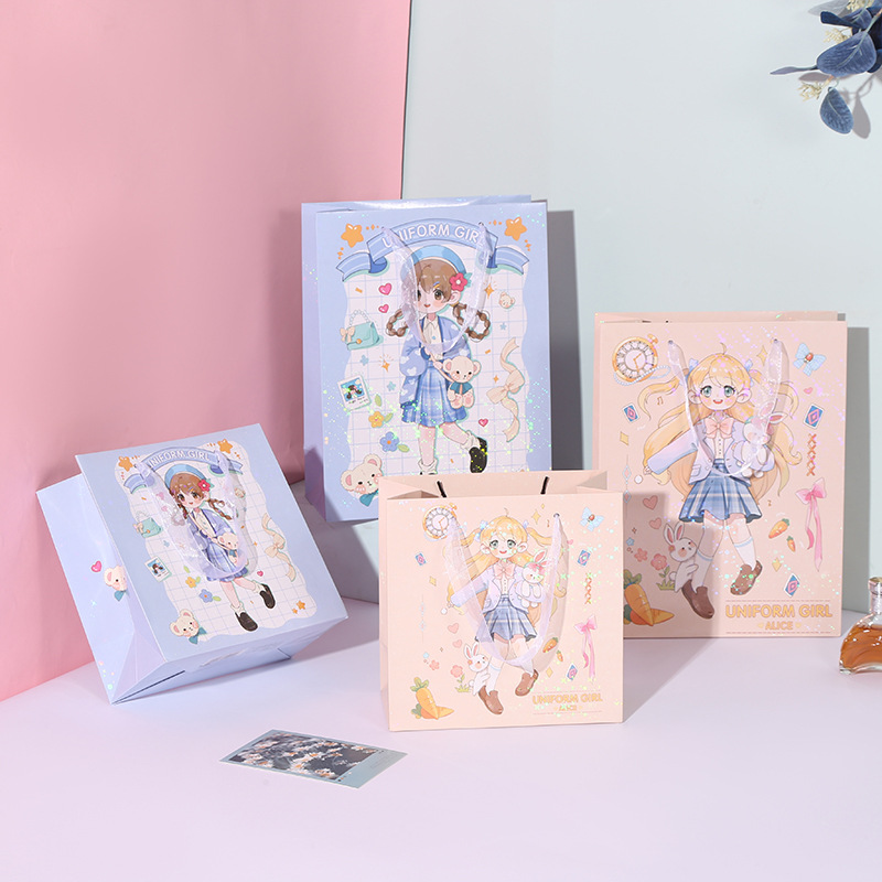 创意礼品包装袋斯普维加小林娜礼品袋可爱卡通手提卡纸雪花膜纸袋
