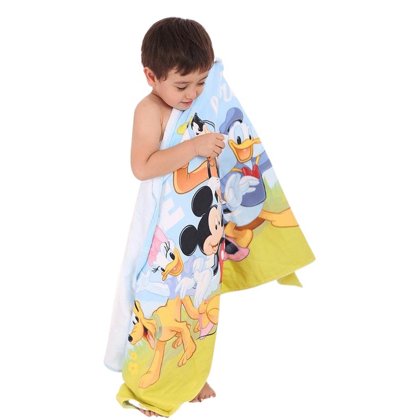 Dini Reactive Gauze Printed Baby Boys and Girls Soft Bath Absorbent Cartoon Large Bath Towel