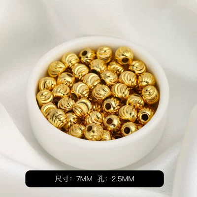 Zərgərlik ara hissələri – 14k gold-plated watermelon beads, cut-flower - 18k-7mm-vertical-cut-watermelon-beads-100-pieces