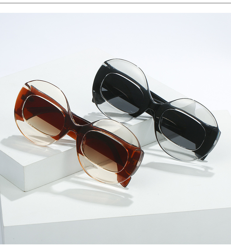 55g Weight Full Frame Glasses Structure Sunglasses Classification PC, UV400 Protection Lens Material Round Frame Glasses Style Daily Occasion Leopard Pattern Unisex Gender Patchwork Design Fashion Style Grey, Black Color Fashion Leopard PC UV400 Protection Round Frame Patchwork Full Frame Women's Sunglasses 13