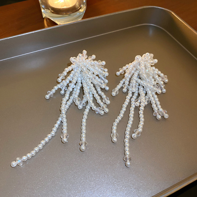 24#실버 니들-화이트 크리스탈 펄