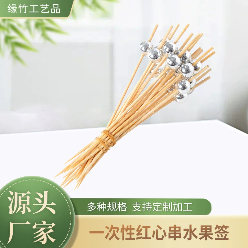 Бамбуковые шампуры из бисера, 100 шт./упак., одноразовые серебряные шампуры из бисера, фруктовый коктейль, многофункциональные бамбуковые шампуры