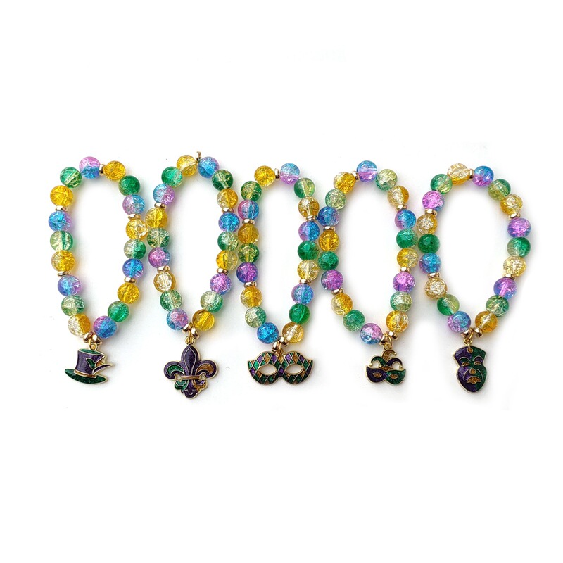 Brazil Carnival Jewelry Glass Popcorn Beads Beaded Elastic Hat Mask Pendant Bracelet Women