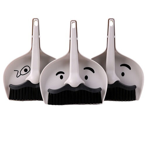 Desktop mini broom dustpan set Mr. Beard children's student desk combination cleaning broom garbage shovel