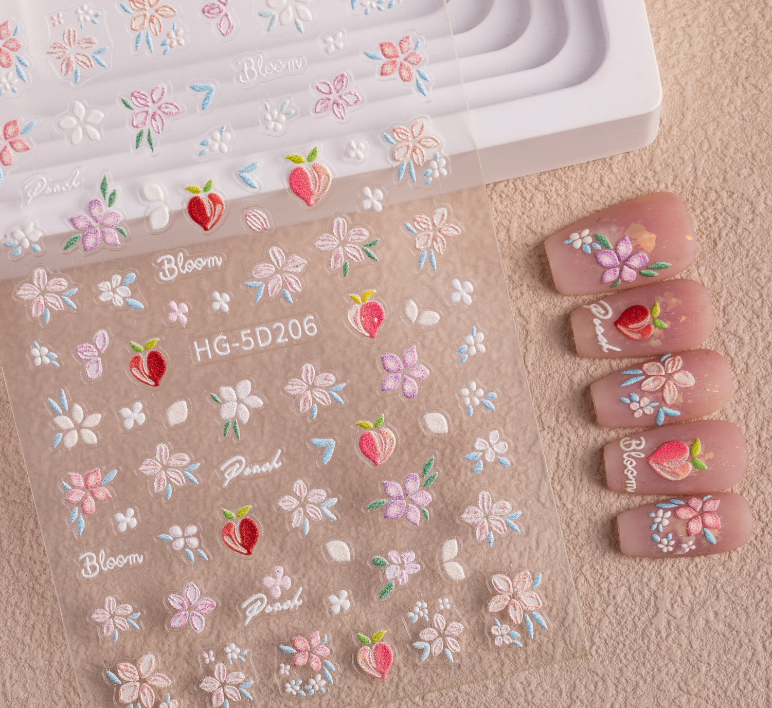 10g Weight Nail Decals  Classification of Nail Art Accessories Nail Patches Nail Supplies PET, tpu Material Flower Pattern Cute, Sweet Style Cute Sweet Flower PET Tpu Nail Patches 7