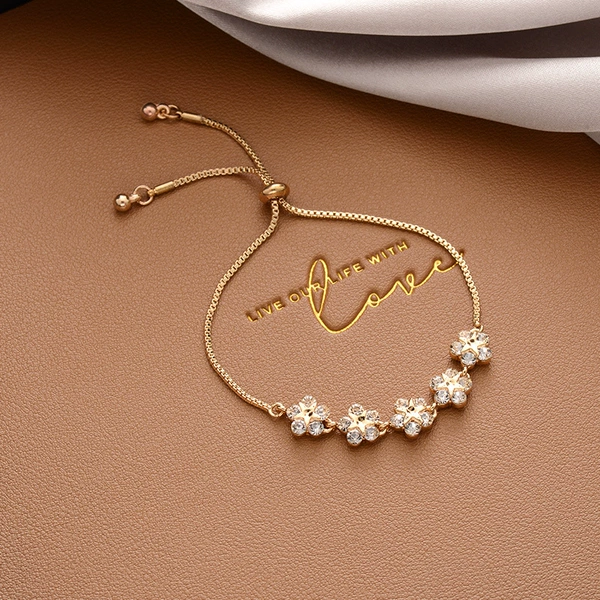 Bracelet with zircon, with snowflakes