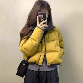 短款羽绒棉服女今年秋季新款巨好看时尚保暖撞色白鸭的绒外套气质