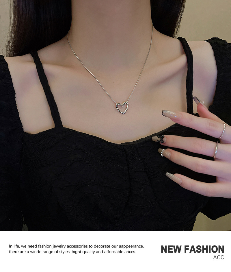 1 Piece Quantity Fashion Heart Shape Titanium Steel Pendant Necklace 1 Piece