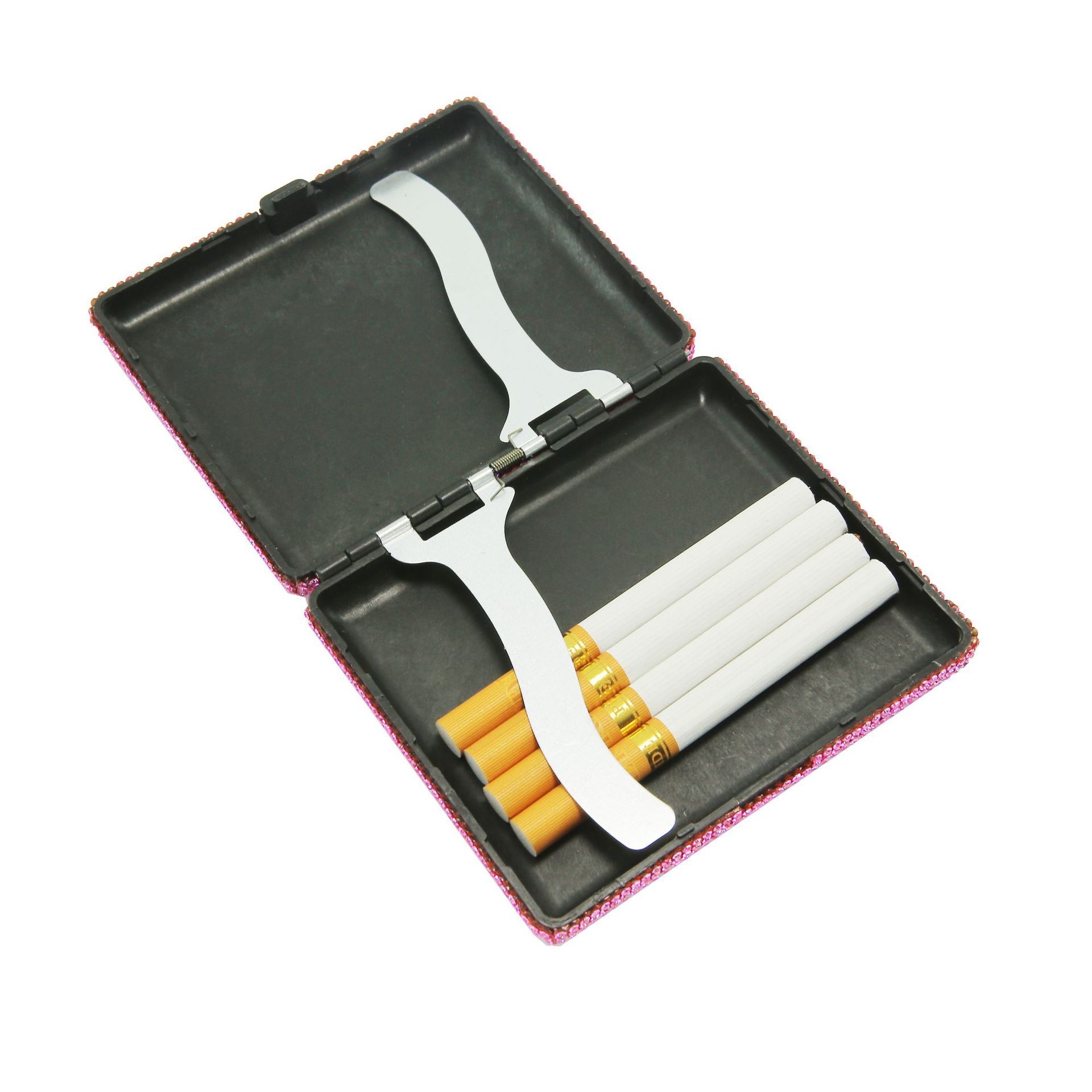 Estuche para cigarrillos ultrafino con incrustaciones de diamantes para mujer, adecuado para cigarrillos normales, medianos y delgados, creativo, resistente a la presión, a prueba de humedad, disponible en varios colores, estuche para cigarrillos de lujo ligero.
