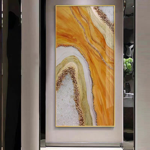 Modern high-end diamond-embedded porcelain art panel for entrance hall, foyer, and corridor—decorative living room sofa mural available in both landscape and portrait hanging styles.