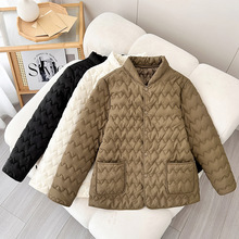 修身百搭时尚轻薄棉衣保暖短款韩版秋冬款棉服白色