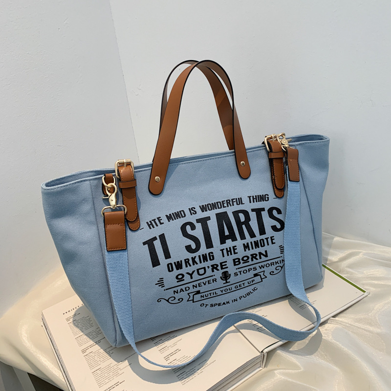 Canvas Bag Women's 2024 New Shoulder Bag K-Style Ins Crossbody Bag Large Capacity Travel Handbag Bag