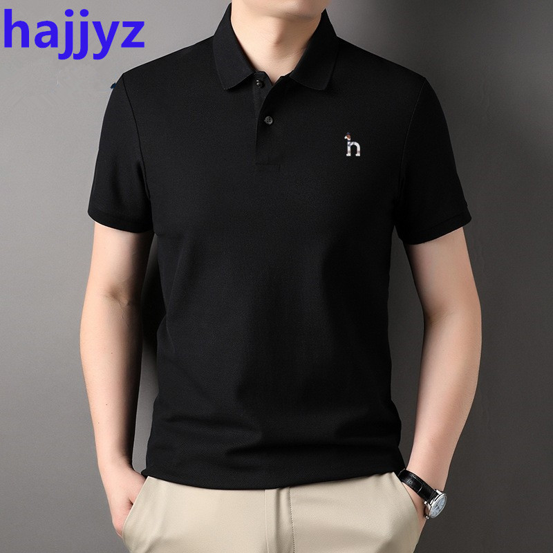 Hajjyz Genuine Short-Sleeved T-Shirt for Men, Pure Cotton, Summer Lapel Business Casual Versatile Half-Sleeve Polo Shirt
