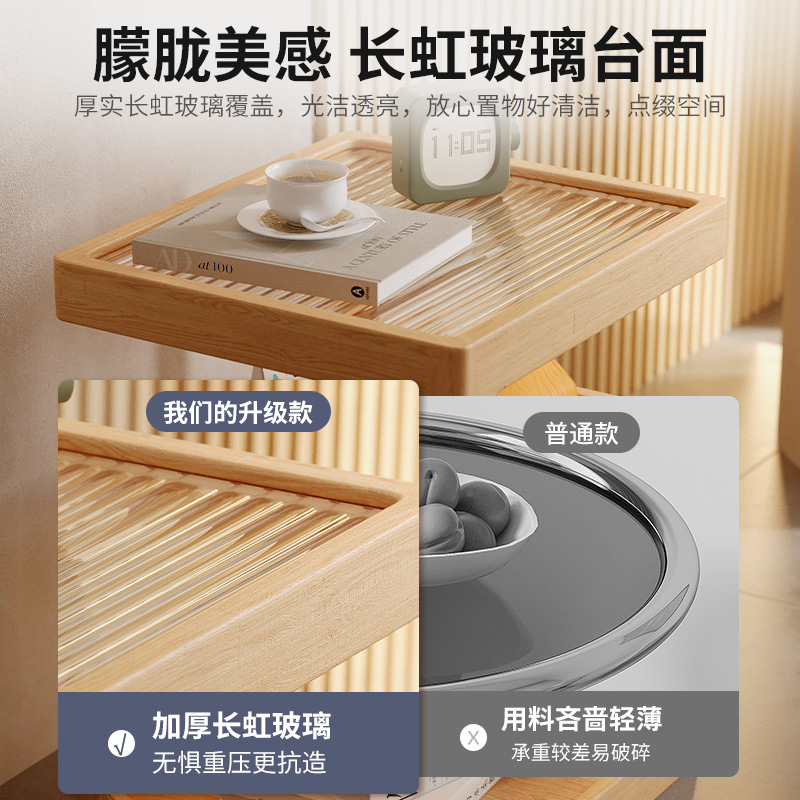 Mesa lateral del sofá, sala de estar, hogar, armario lateral de madera maciza, armario lateral, lujo ligero, casillero de almacenamiento de troncos de alta calidad, mesa de esquina