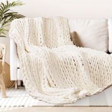 R 15641 Hand Knit Chunky Wool Blanket ��ë��̺ ŷ���羳