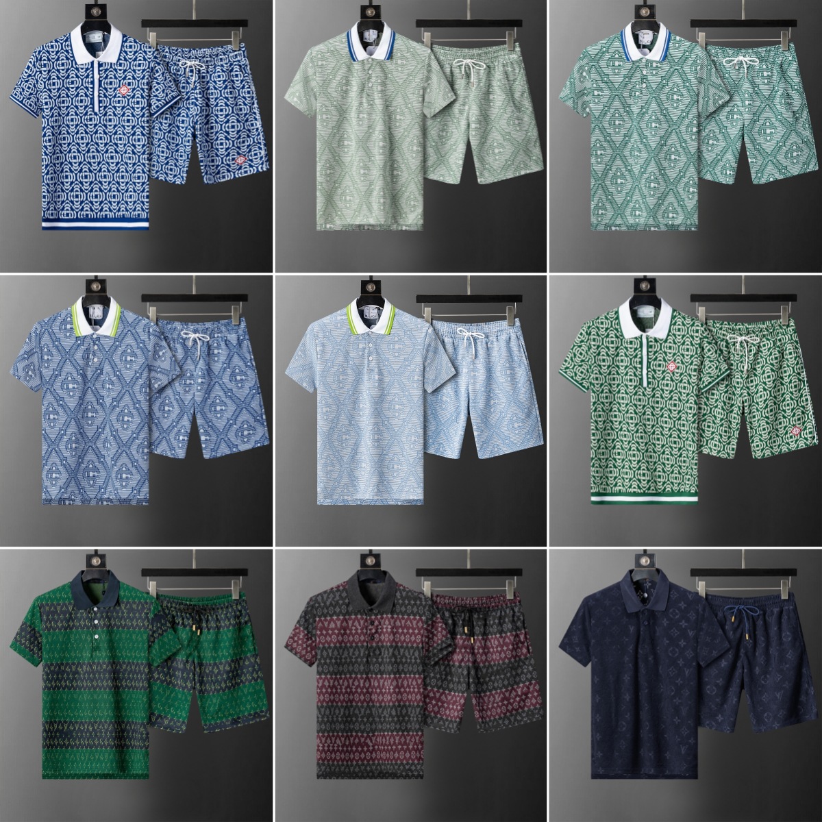 Cross-border versión correcta polo manga corta set de collar de verano clásico toalla de hombre bordado casual Europa y América explosión