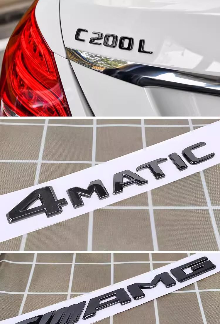 Mercedes-Benz black C-Class C43 C63S C180L C200 C220 C260L car emblem, AMG 4MATIC sticker