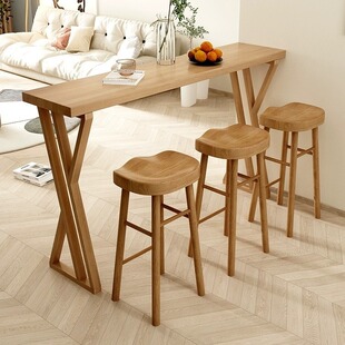 Solid Wood Bar Table Simple Modern Home Guest Restaurant Partition Tall Long Table Coffee Shop Casual Bar Table and Chair